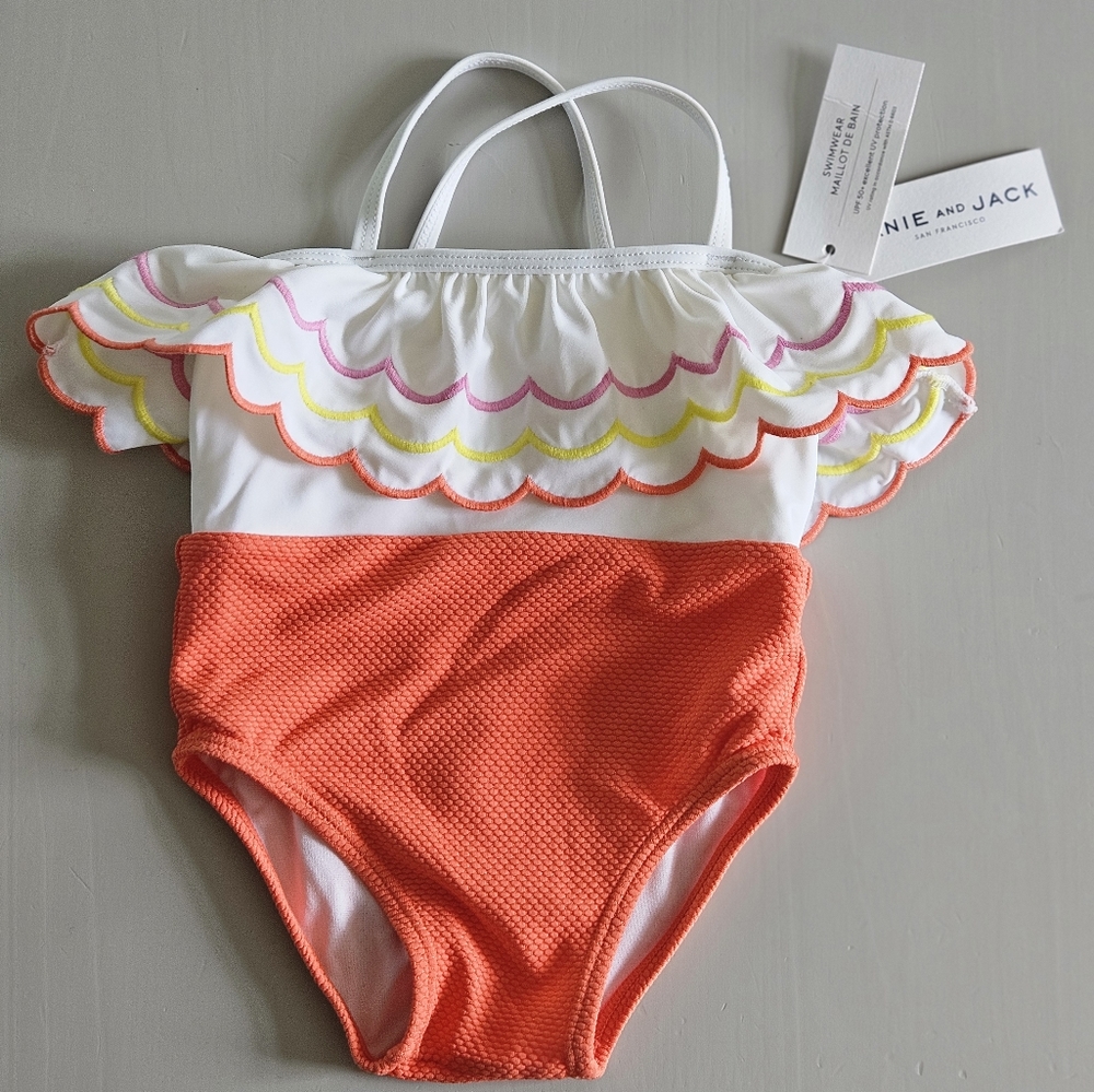 NWT Janie and Jack baby girl one piece swimsuit in size 12-18 mos